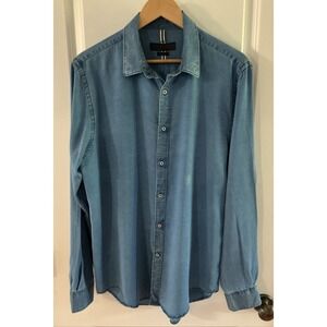 Zara Man Relaxed Fit Lyocell Shirt – Blue Chambray /‎ Denim Look, Long Sleeve, L